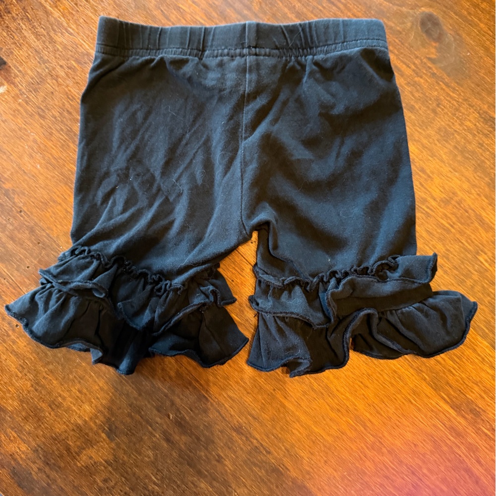 Ruffled Black Kids Shorts